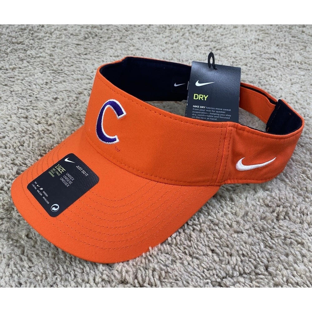 Nike Clemson Tigers Visor Dri-Fit Adjustable Orange Swoosh Golf Tennis Sport Cap